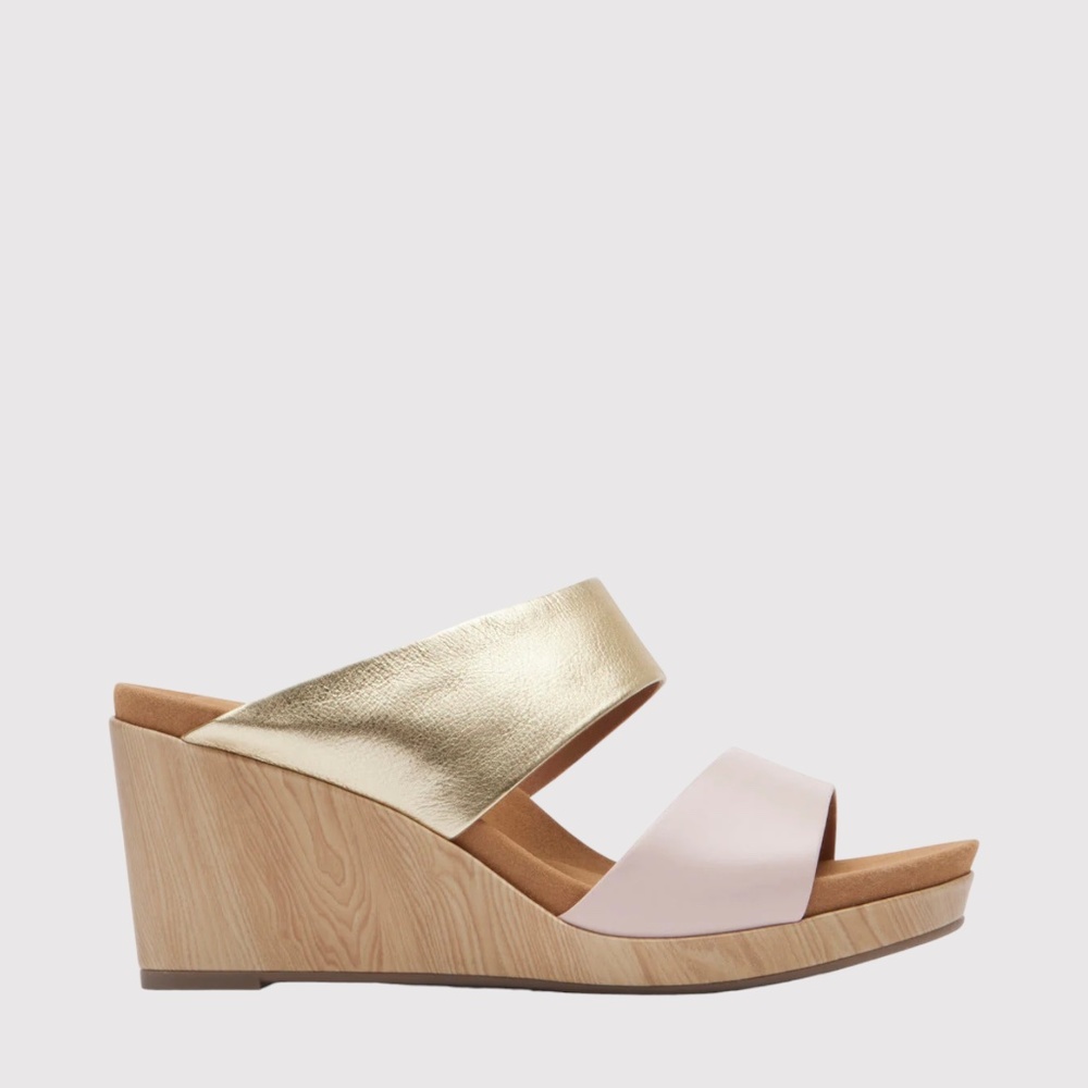 Women's Rockport Oh Joy Briah Two Band, Gold/Rose. CJ2462 With Box